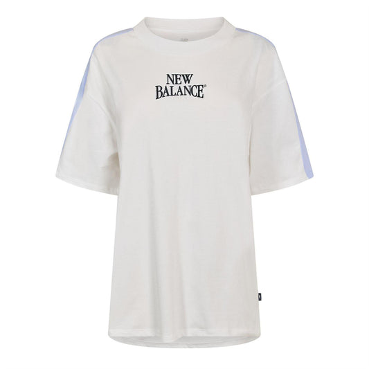 White - Front - New Balance Womens-Ladies Heritage Oversized T-Shirt