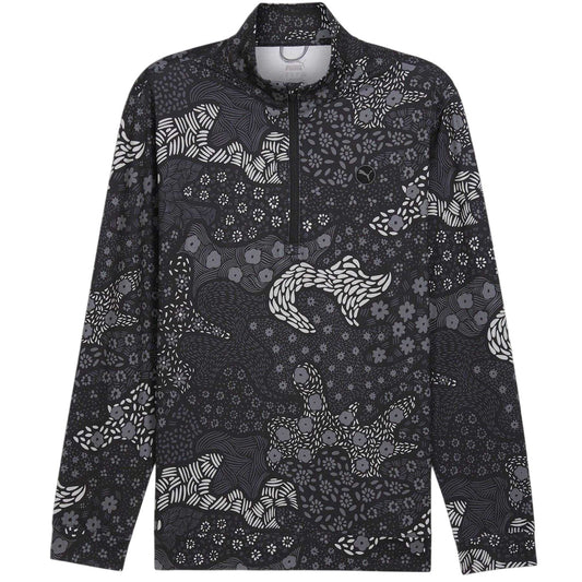 Black-Slate - Front - Puma Mens Camo Quarter Zip T-Shirt