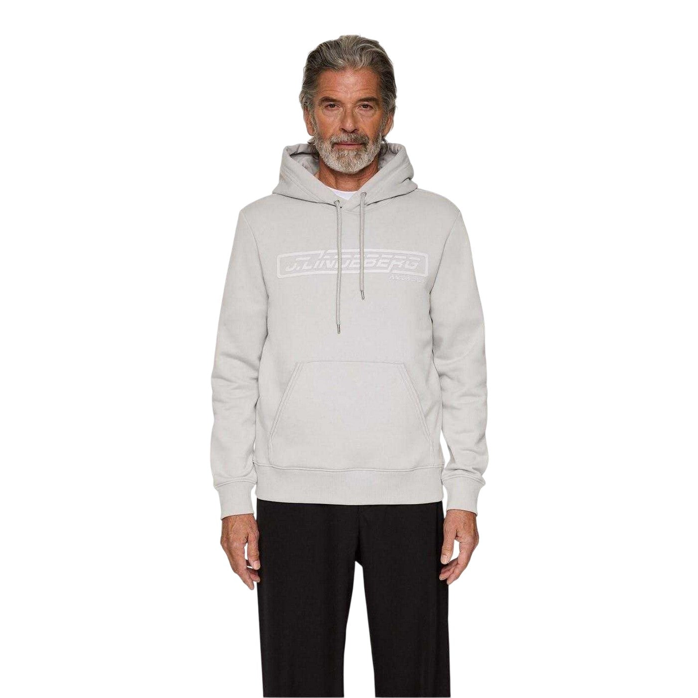 High Rise Grey - Front - J.Lindeberg Mens Edgewood Drawstring Hoodie