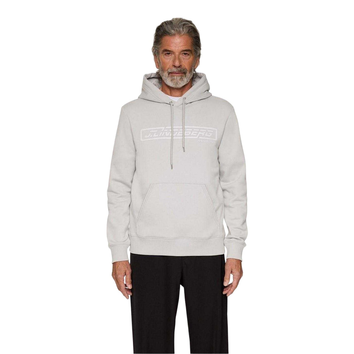 High Rise Grey - Front - J.Lindeberg Mens Edgewood Drawstring Hoodie