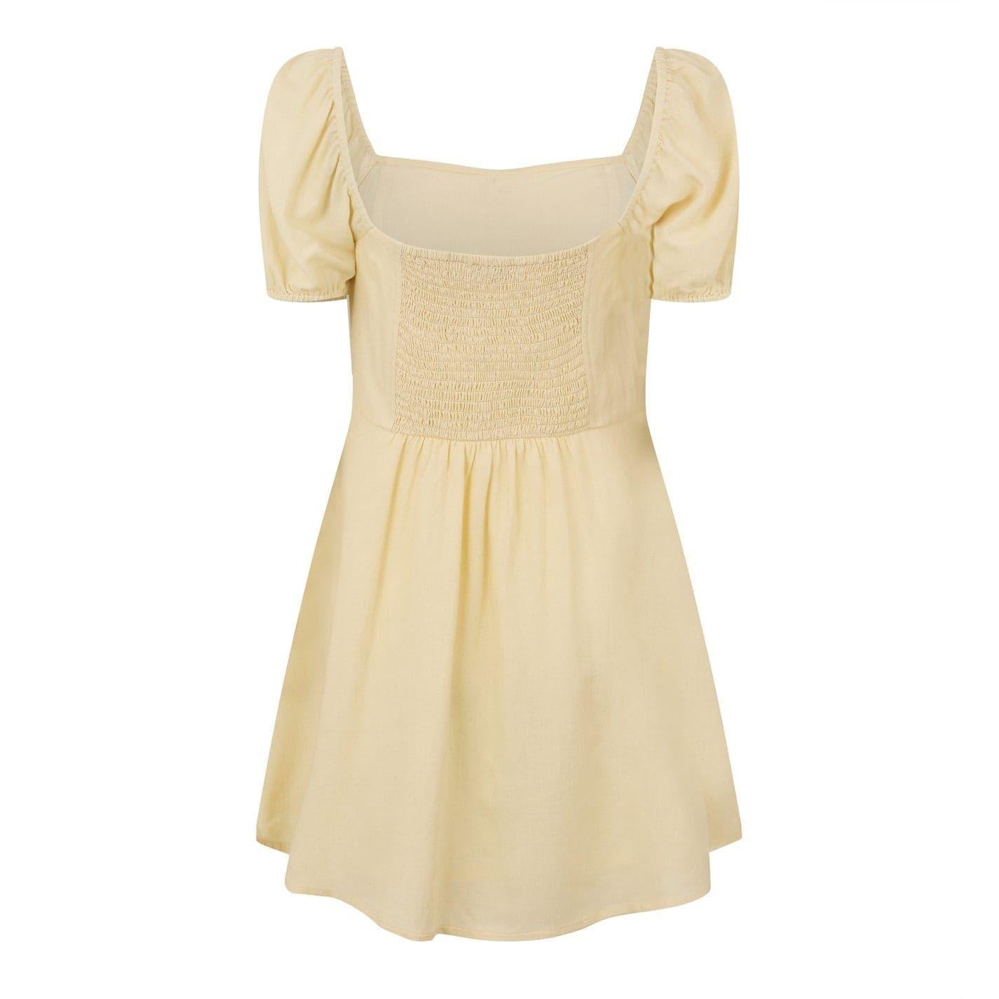 Butter - Back - Jack Wills Womens-Ladies Ruched Puff Sleeve Mini Dress