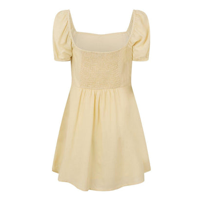 Butter - Back - Jack Wills Womens-Ladies Ruched Puff Sleeve Mini Dress