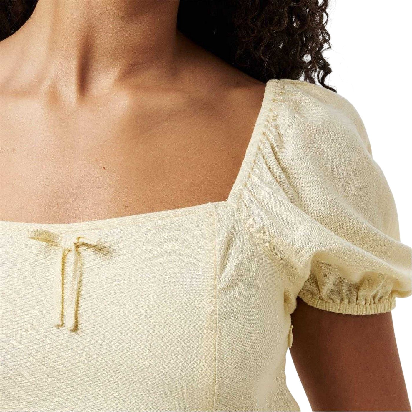 Butter - Side - Jack Wills Womens-Ladies Ruched Puff Sleeve Mini Dress