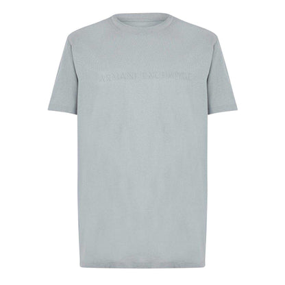Grey - Front - Armani Exchange Mens Embossed T-Shirt