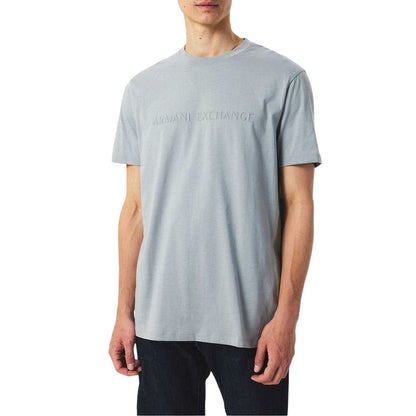 Grey - Side - Armani Exchange Mens Embossed T-Shirt