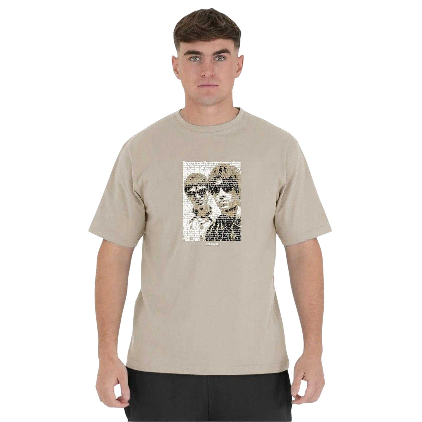Stone - Front - Peaceful Hooligan Mens Brothers Lettering Regular T-Shirt