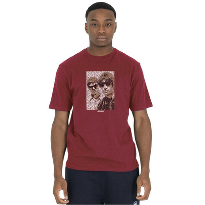 Dark Red - Front - Peaceful Hooligan Mens Brothers Lettering Regular T-Shirt