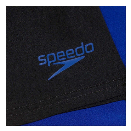 Black - Side - Speedo Mens Splice Geometric Pattern Swimming Jammer Shorts