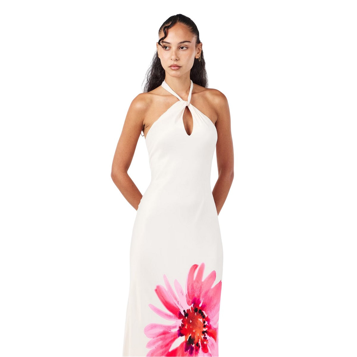 White - Side - Nobody´s Child Womens-Ladies Agnes Floral Halter Neck Maxi Dress