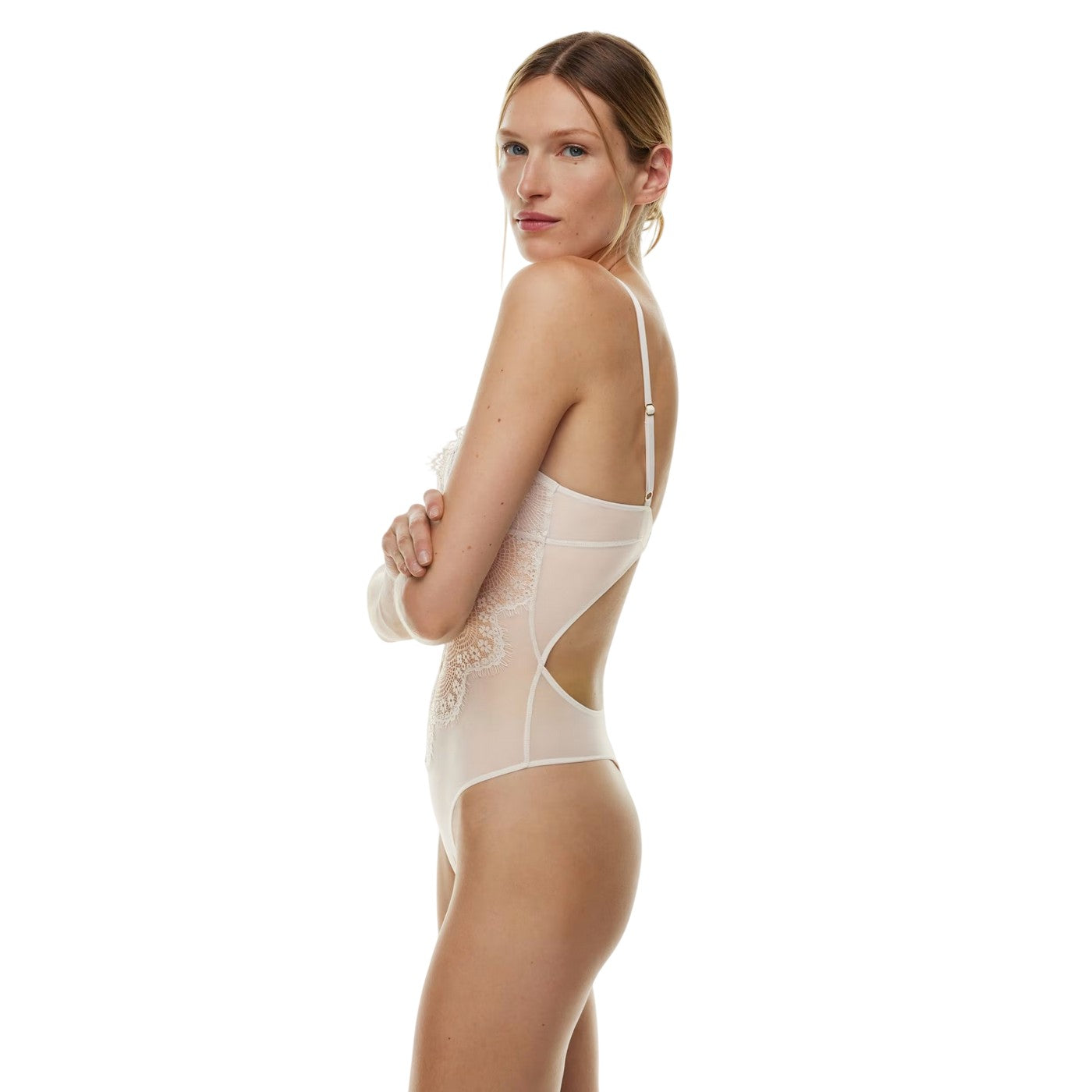 White - Lifestyle - Bardot Womens-Ladies Bitney Lace Bodysuit