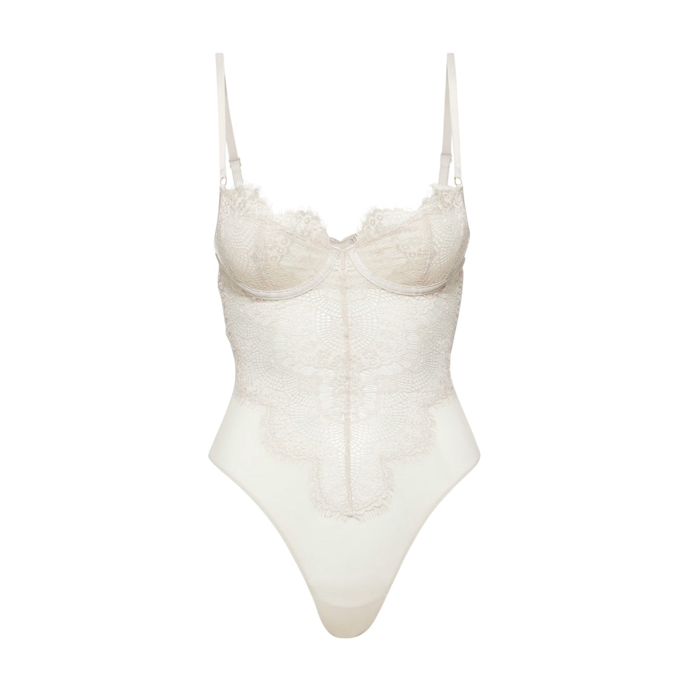 White - Front - Bardot Womens-Ladies Bitney Lace Bodysuit
