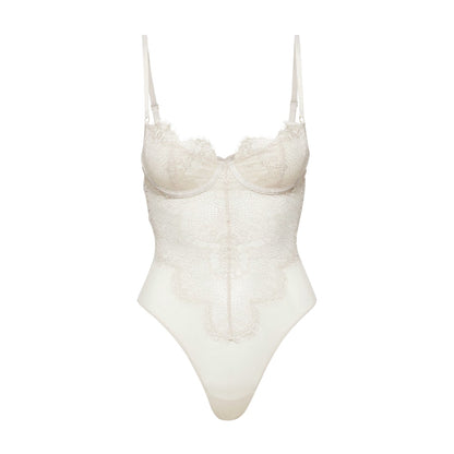 White - Front - Bardot Womens-Ladies Bitney Lace Bodysuit