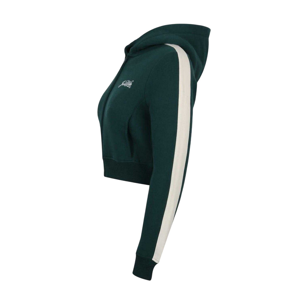 Green-White - Side - Jack Wills Womens-Ladies Script Cropped Full Zip Hoodie