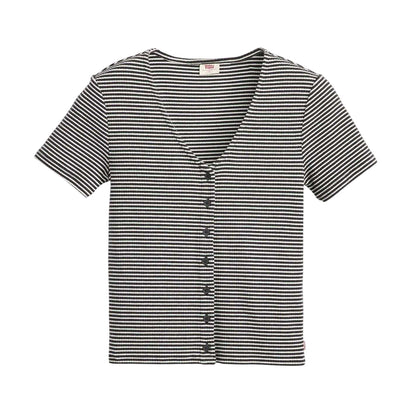 Vanilla - Front - Levis Womens-Ladies Striped T-Shirt