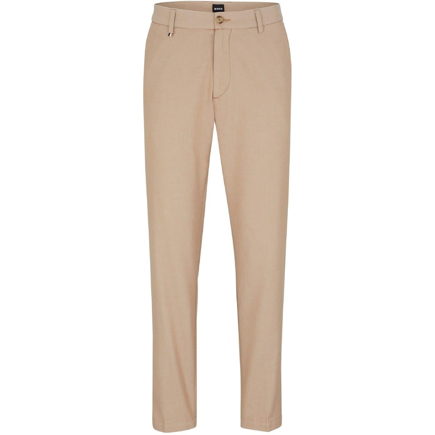 Medium Beige - Front - Boss Mens Kane Straight Chinos