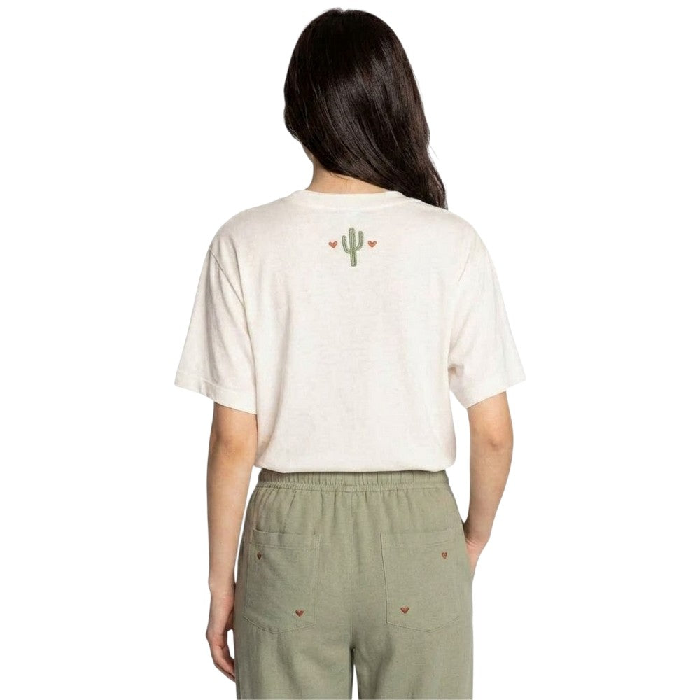Off White - Back - PJ Salvage Womens-Ladies Cotton Blend Relaxed Fit Half-Sleeved T-Shirt