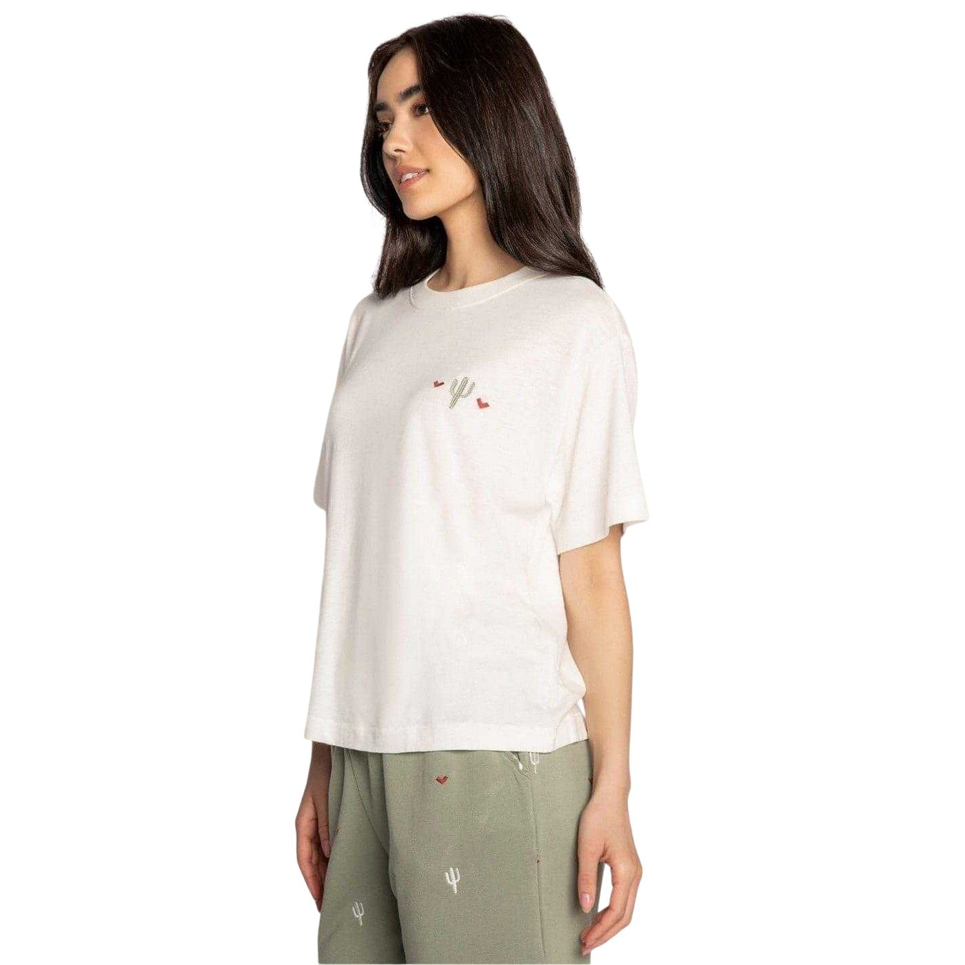 Off White - Side - PJ Salvage Womens-Ladies Cotton Blend Relaxed Fit Half-Sleeved T-Shirt