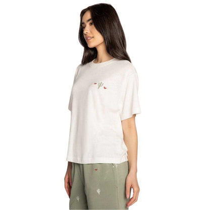 Off White - Side - PJ Salvage Womens-Ladies Cotton Blend Relaxed Fit Half-Sleeved T-Shirt