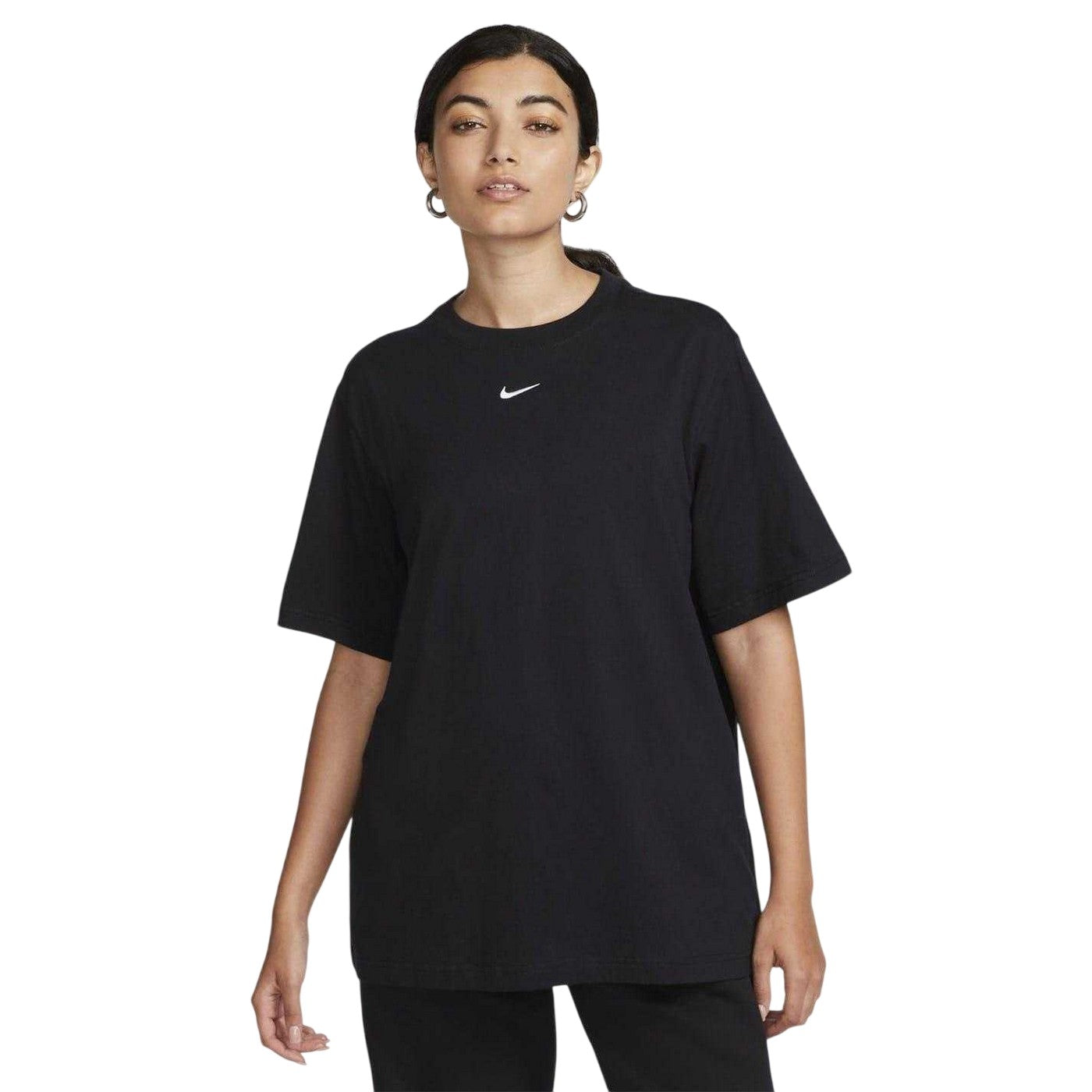 Black-White - Front - Nike Womens-Ladies Oversized T-Shirt