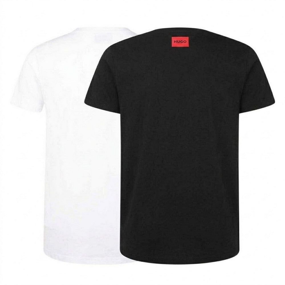 Black-White - Back - Hugo Boss Mens Logo Slim T-Shirt (Pack of 2)