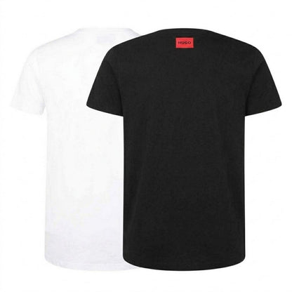 Black-White - Back - Hugo Boss Mens Logo Slim T-Shirt (Pack of 2)