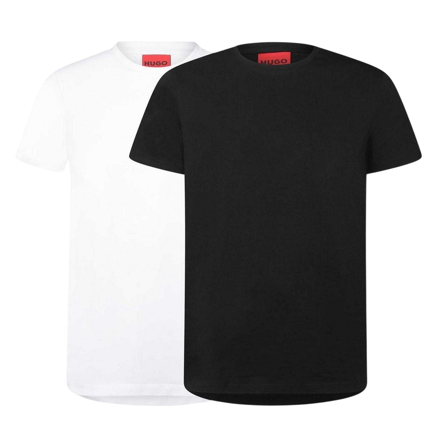 Black-White - Front - Hugo Boss Mens Logo Slim T-Shirt (Pack of 2)