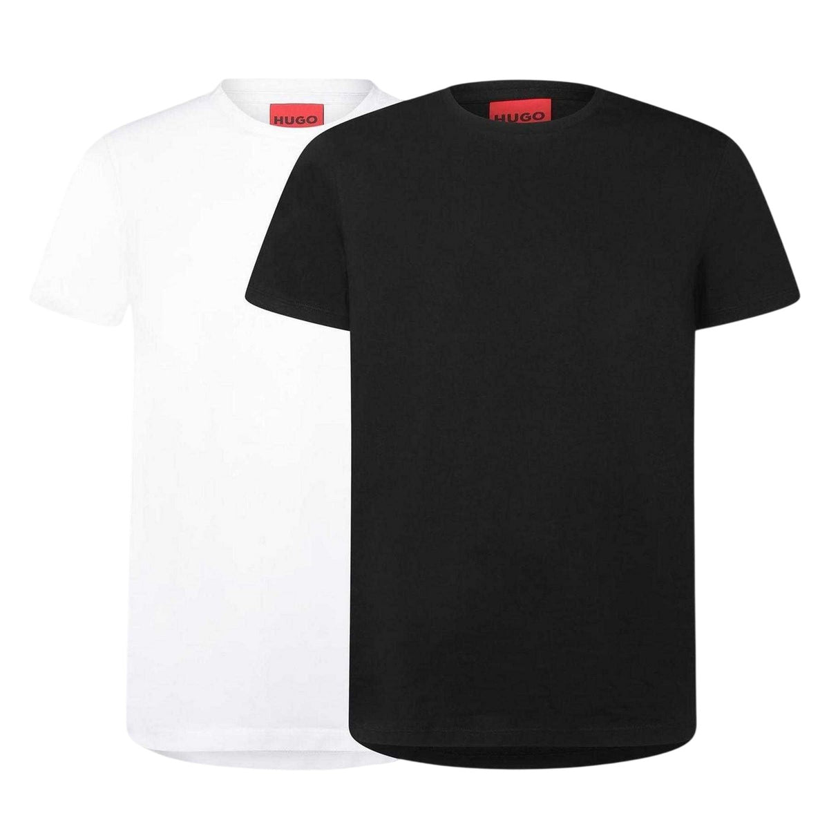 Black-White - Front - Hugo Boss Mens Logo Slim T-Shirt (Pack of 2)