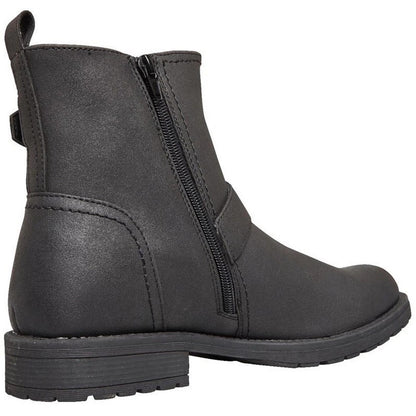Black - Close up - Nicholas Deakins Mens Chad Low Block Heel Motorcycle Boots