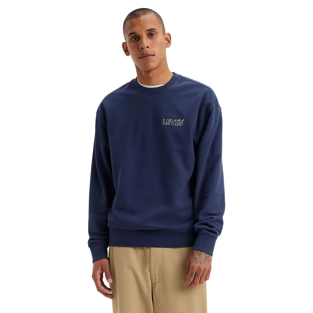 Navy - Pack Shot - Levis Unisex Adult Graphic Crew Neck Relaxed Fit Sweatshirt