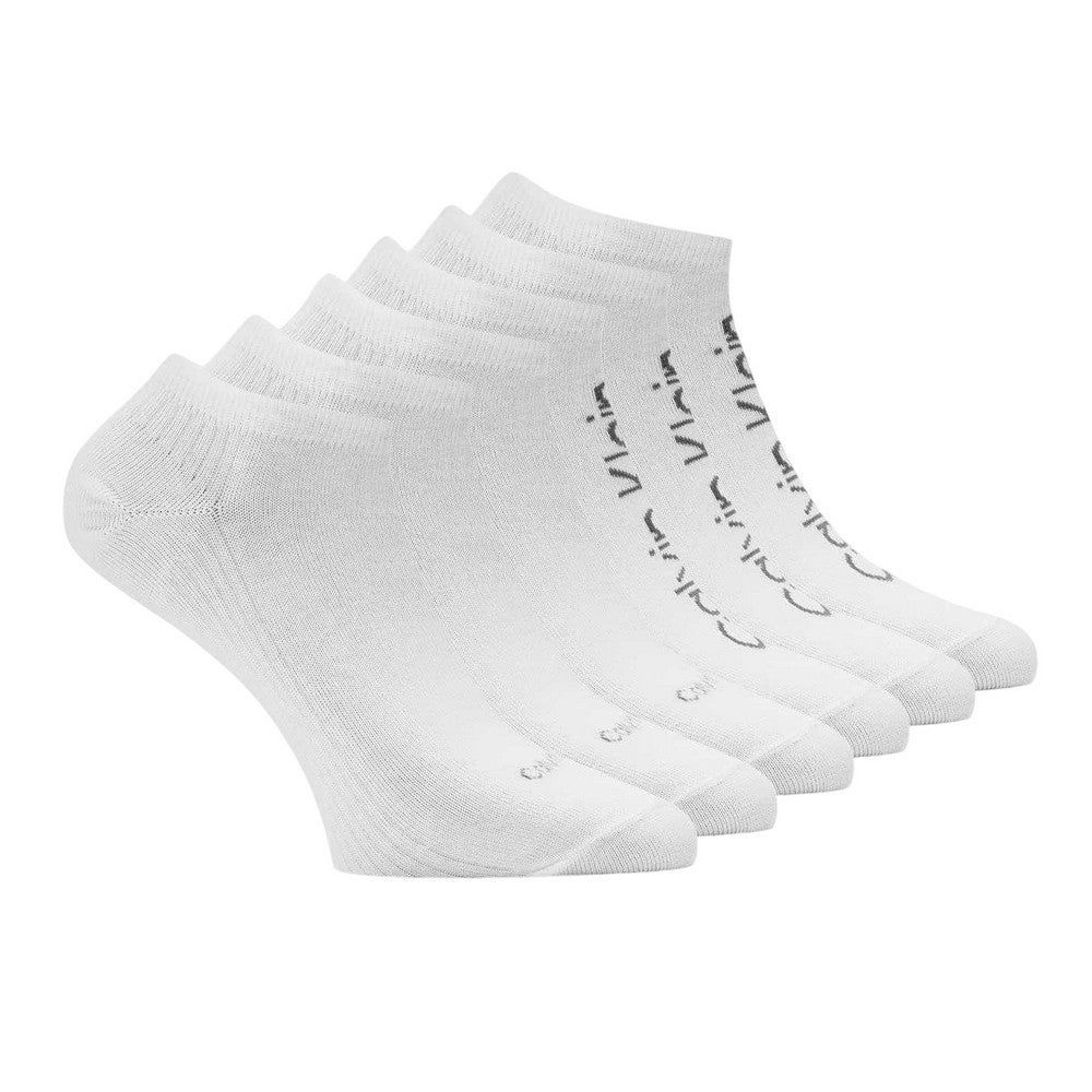 White - Front - Calvin Klein Womens-Ladies Logo Trainer Socks (Pack of 6)