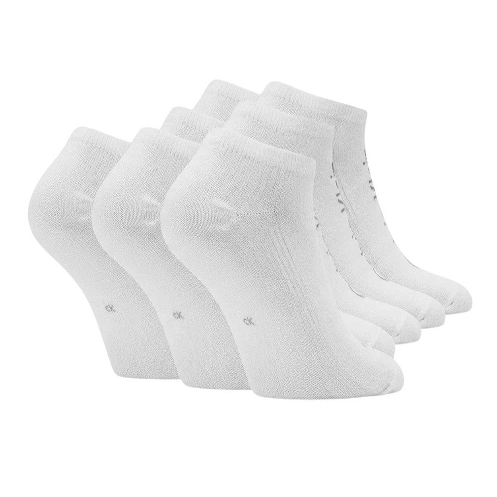 White - Back - Calvin Klein Womens-Ladies Logo Trainer Socks (Pack of 6)