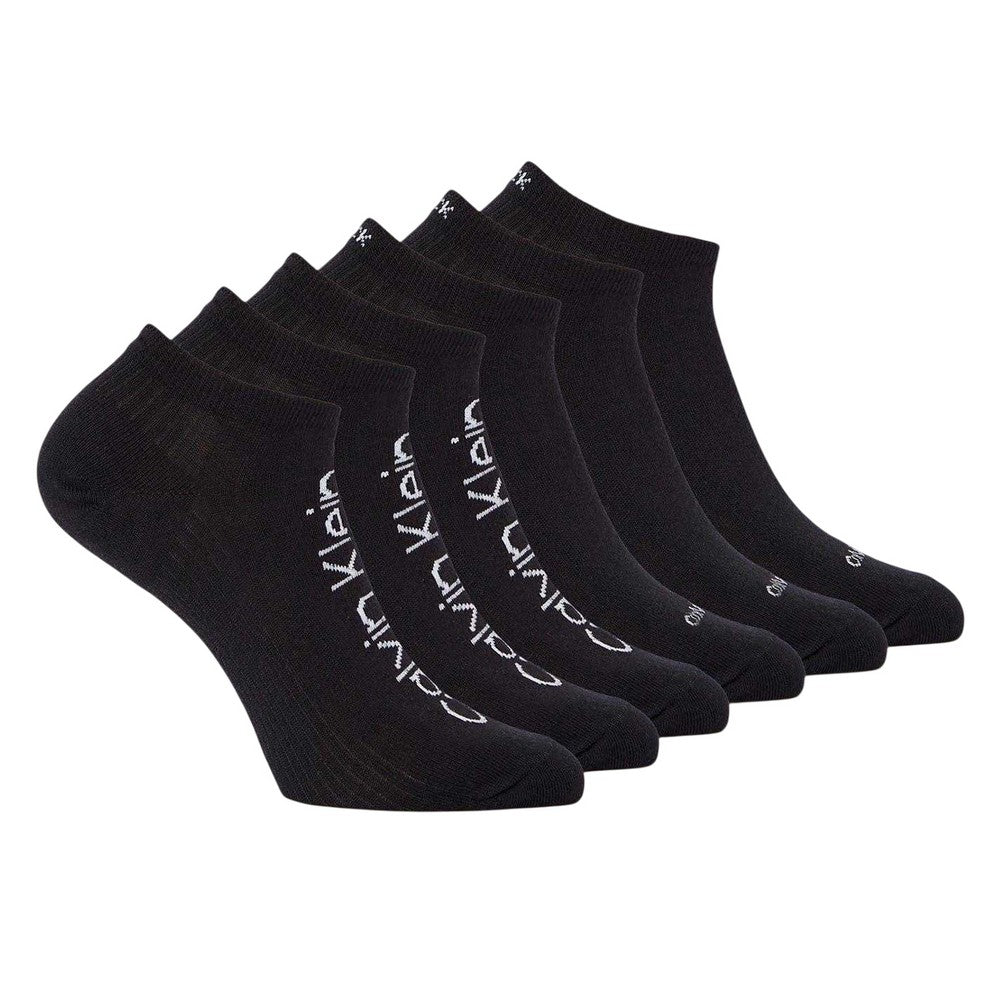 Black - Front - Calvin Klein Womens-Ladies Logo Trainer Socks (Pack of 6)