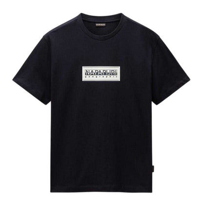 Black - Front - Napapijri Mens Box Logo T-Shirt