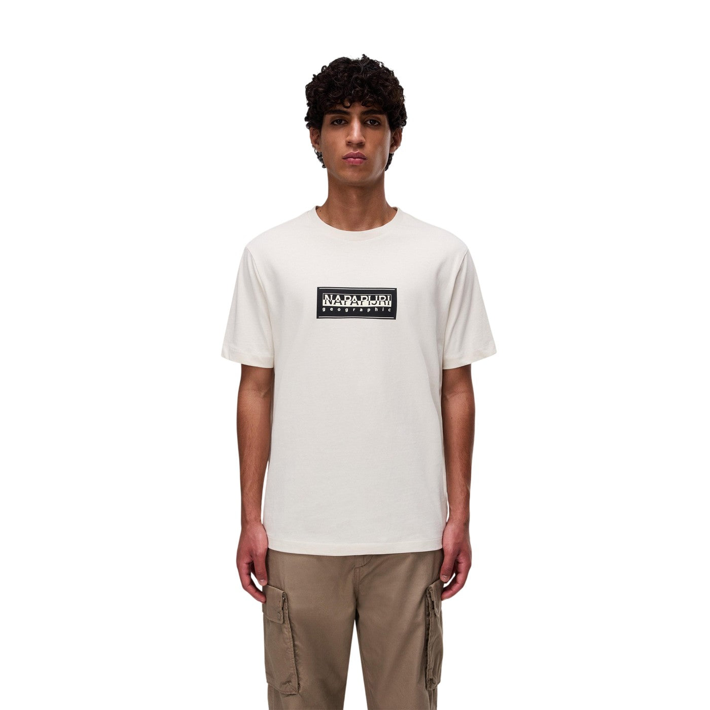 Beige - Side - Napapijri Mens Box Logo T-Shirt