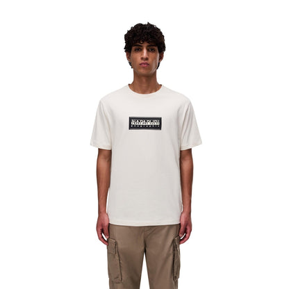 Beige - Side - Napapijri Mens Box Logo T-Shirt