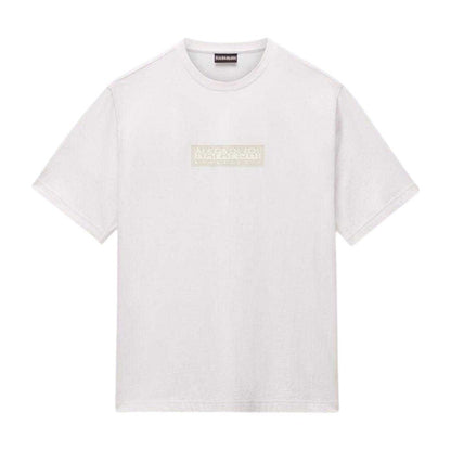 White - Front - Napapijri Mens Box Logo T-Shirt