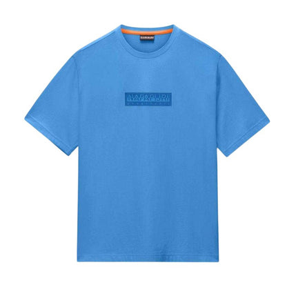 Blue - Front - Napapijri Mens Box Logo T-Shirt