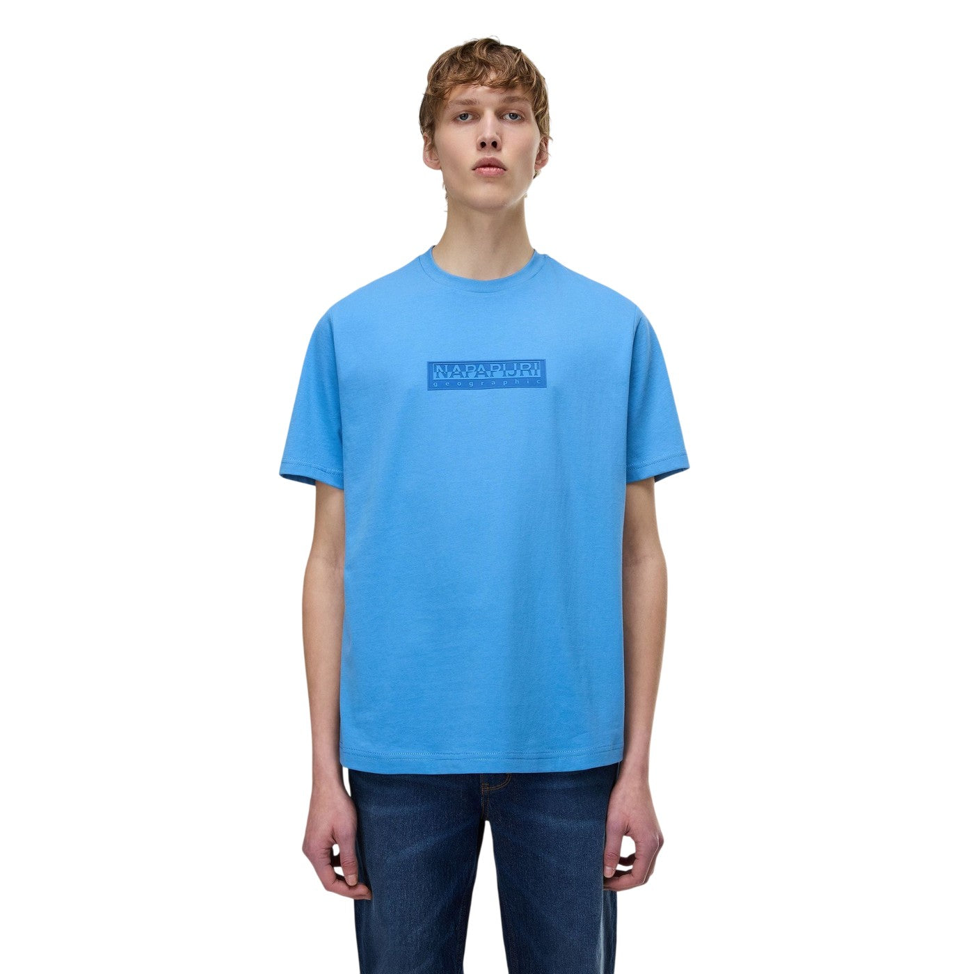 Blue - Side - Napapijri Mens Box Logo T-Shirt