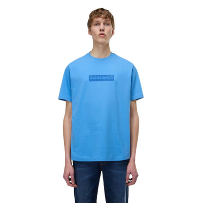 Blue - Side - Napapijri Mens Box Logo T-Shirt