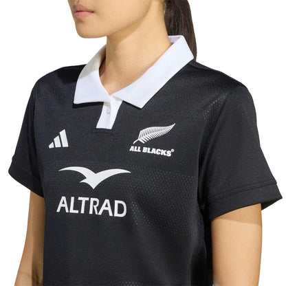 Black - Side - Adidas Womens-Ladies All Blacks Short-Sleeved Rugby Jersey