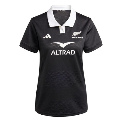 Black - Front - Adidas Womens-Ladies All Blacks Short-Sleeved Rugby Jersey