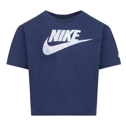 Navy - Front - Nike Girls Sci-Dye Boxy T-Shirt