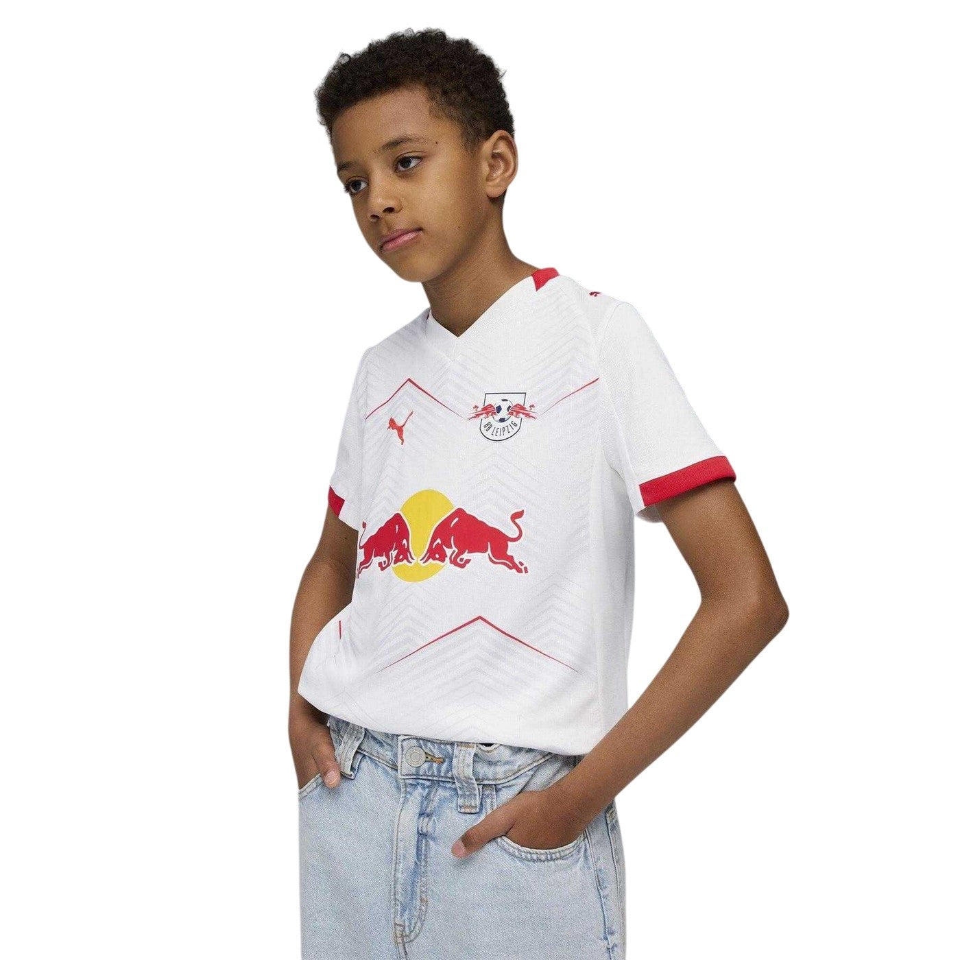 White-Red - Side - RB Leipzig Childrens-Kids Puma Home Shirt