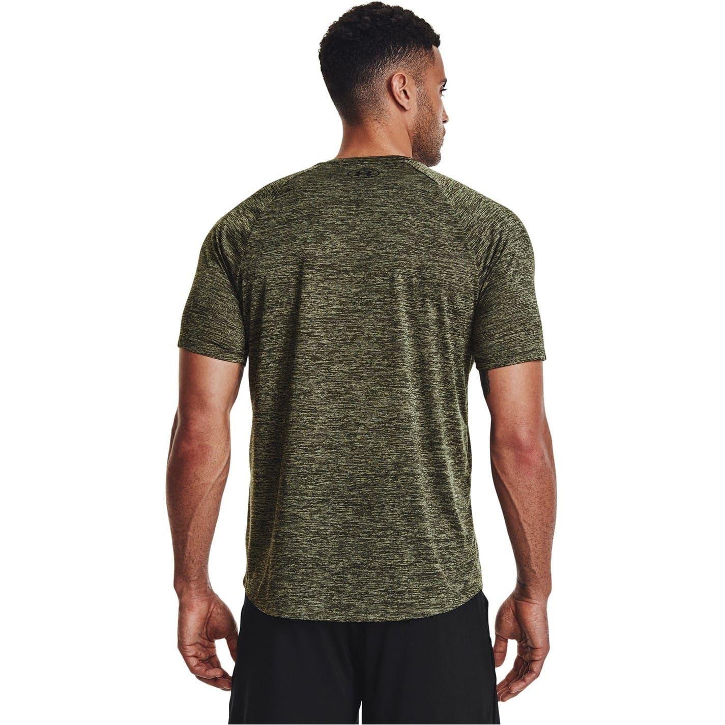 Marine OD Green - Back - Under Armour Mens Tech 2.0 Melange Short-Sleeved T-Shirt