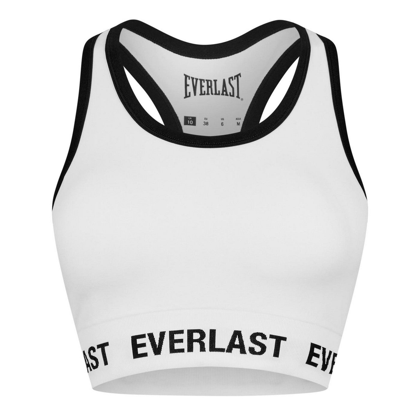 White - Front - Everlast Womens-Ladies Logo Cropped Sports Bra