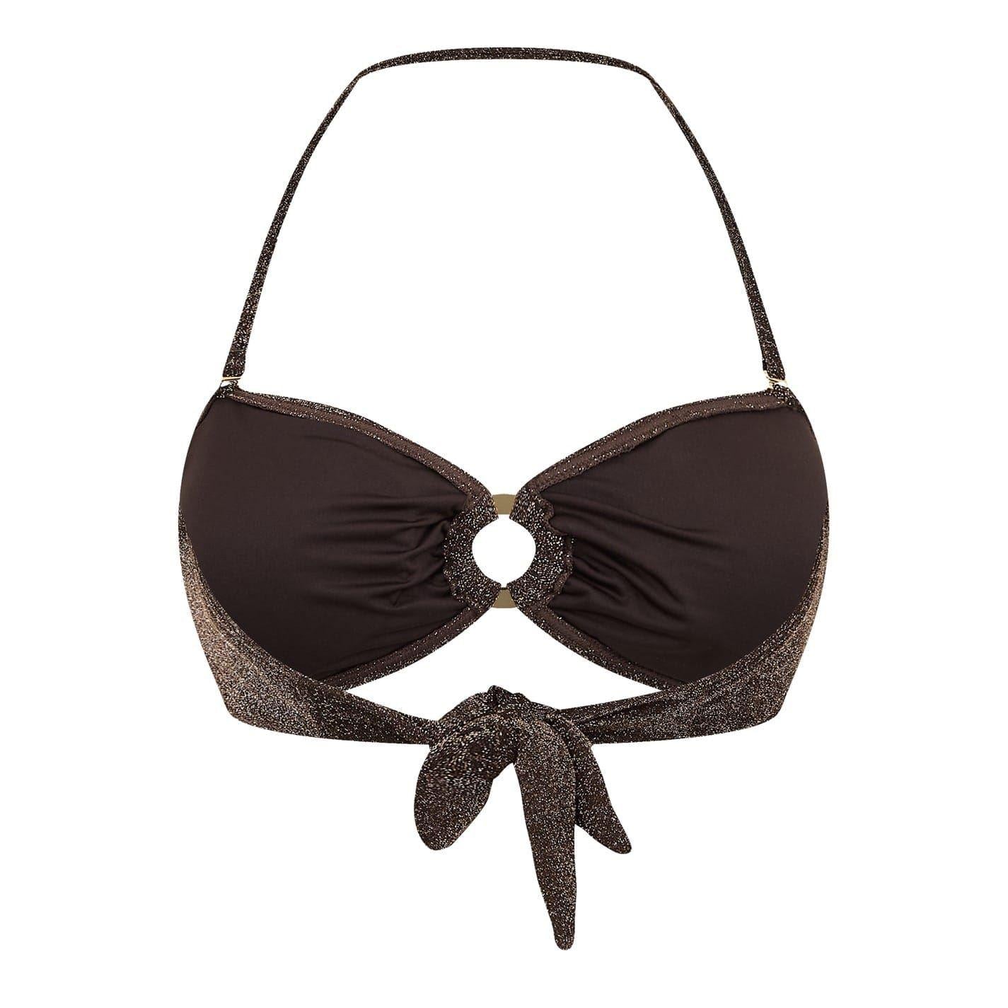 Chocolate - Back - Biba Womens-Ladies Glitter Bandeau Bikini Top