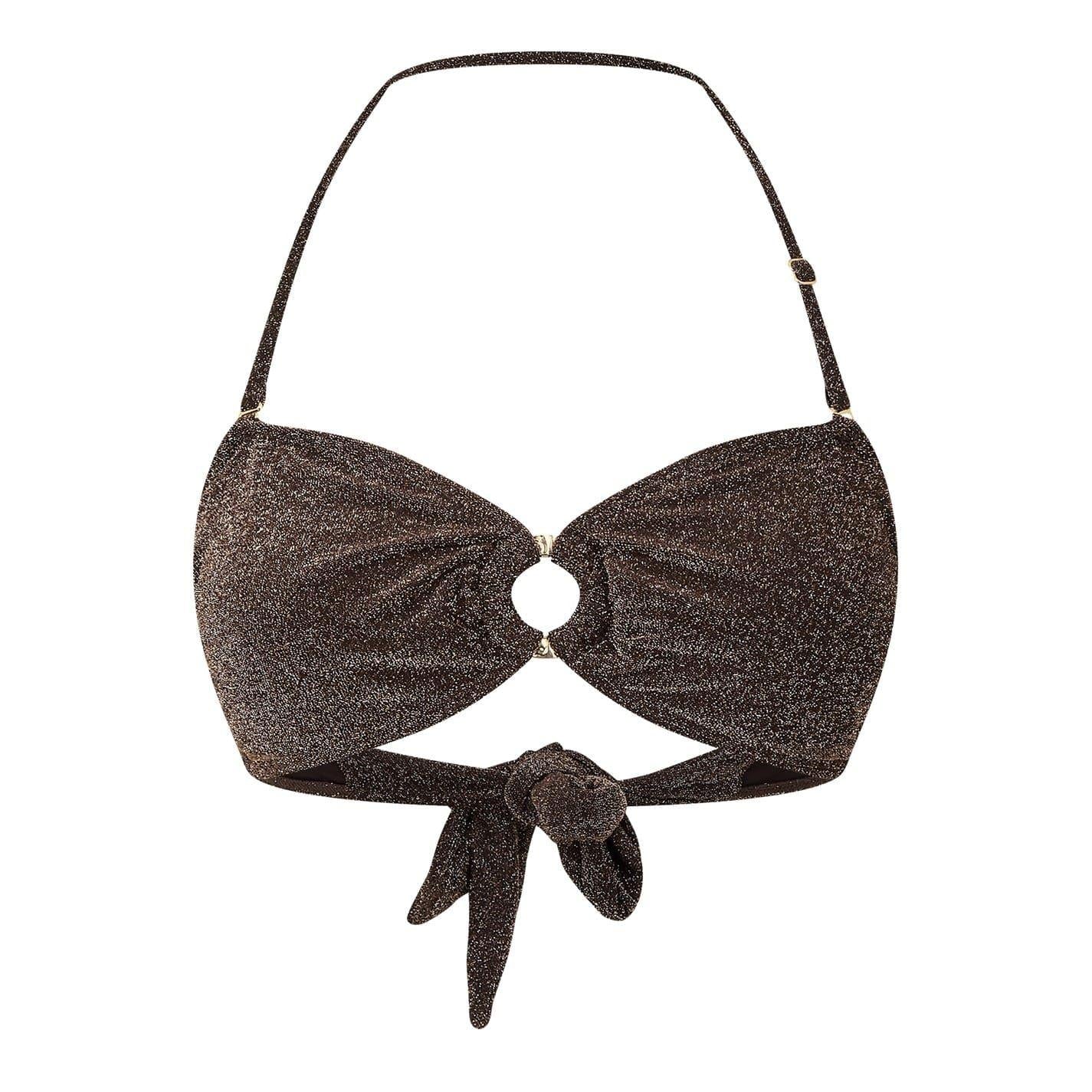 Chocolate - Front - Biba Womens-Ladies Glitter Bandeau Bikini Top