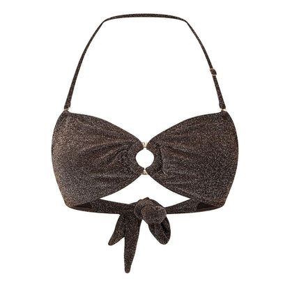 Chocolate - Front - Biba Womens-Ladies Glitter Bandeau Bikini Top