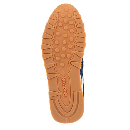 White-Blue - Side - Reebok Childrens-Kids Classic Leather Shoes