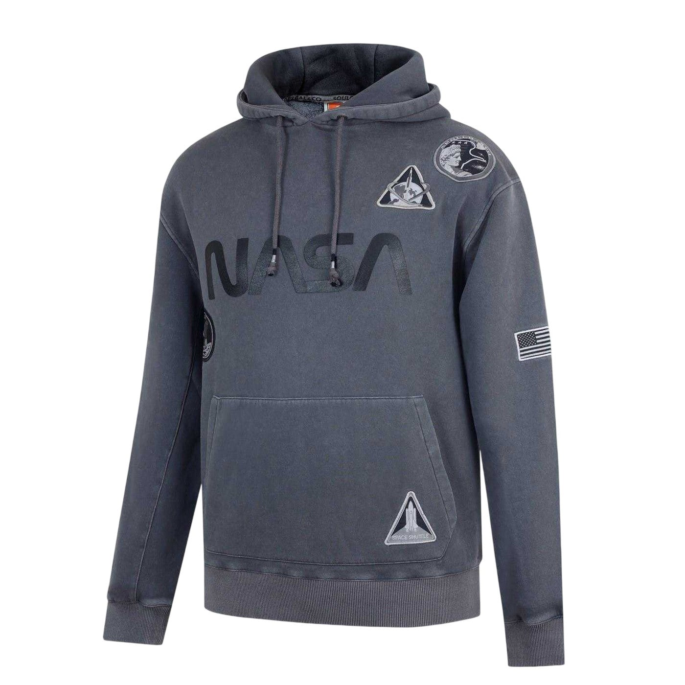 Grey - Side - SoulCal Mens NASA Hooded Drawstring Hoodie